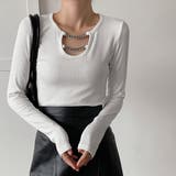 ホワイト | ネックレス風 Tシャツ レディース 長袖 | Miniministore