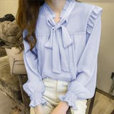 ブルーラベンダー | リボンタイブラウス 春夏 シアートップス | Miniministore