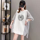 ホワイト | ロゴ チュニック 夏ロングTシャツ 半袖 | Miniministore