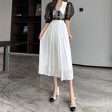 ホワイト | フレアスカート キャザー ロングスカート | Miniministore