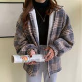 くすみブルー | チェック柄シャツ 裏ボア ジャケット秋冬 | Miniministore