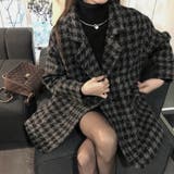 グレー*ブラック | 千鳥格子柄 ジャケット 中綿コート 秋冬 | Miniministore