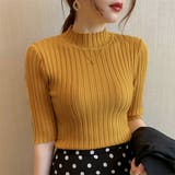 イエロー | リブニットトップス レディース半袖春秋夏 | Miniministore