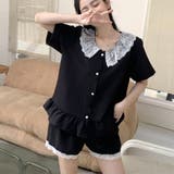 ブラック | 部屋着 上下セット 半袖パジャマ 春夏秋 | Miniministore