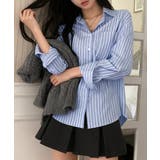 ブルー | ストライプ 長袖シャツブラウスレディース | Miniministore