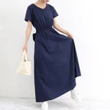 ネイビー | マキシワンピース フレンチ袖ロングワンピ | Miniministore