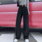 ブラック | ストレートデニムパンツ セミワイドパンツ | Miniministore
