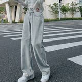 サックス | ストレートデニムパンツ セミワイドパンツ | Miniministore