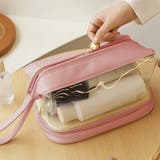 ピンク | 二段コスメポーチ クリア化粧ポーチ 自立 | SUNSHINE CLOSET