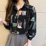 ブラック | とろみ ブラウスシャツ ゆったり 長袖 | ANGELCLOSET