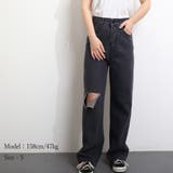 クラッシュ デニムパンツ 韓国 股上深め | Miniministore | 詳細画像11