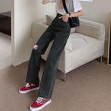 クラッシュ デニムパンツ 韓国 股上深め | Miniministore | 詳細画像8