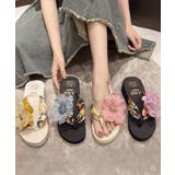 ビーチサンダル 花飾りトングサンダル厚底 | Miniministore | 詳細画像1