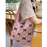 ニットトートバッグ リボン柄ニット編み鞄 | Miniministore | 詳細画像19