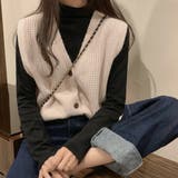 Vネック ニットベスト レディース | Miniministore | 詳細画像5 