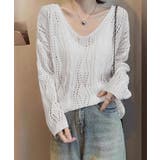 透かし編み ニットトップス レースアップ | Miniministore | 詳細画像5 