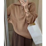 ハーフジップニットセータースタンドカラー | Miniministore | 詳細画像12 
