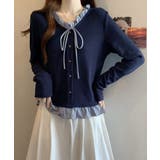 チェック柄レイヤード風リボントップス長袖 | Miniministore | 詳細画像11