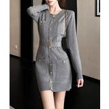 ミニニットワンピース ゴールドボタン上品 | Miniministore | 詳細画像8 