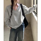 シャツ襟切り替えスウェットレディース長袖 | Miniministore | 詳細画像7 