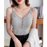 レースリブキャミソールフロントボタン夏服 | Miniministore | 詳細画像1 