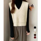 シャギーニットベストショート丈ニットジレ | Miniministore | 詳細画像1 