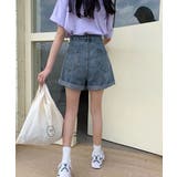 ウエスト調節可能デニムショートパンツ美脚 | Miniministore | 詳細画像4 