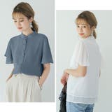 フレアー袖ブラウス バンドカラー 半袖夏 | Miniministore | 詳細画像8 