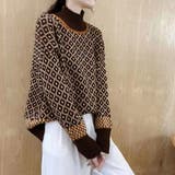 配色ダイス柄ニットトップスハイネック | Miniministore | 詳細画像11