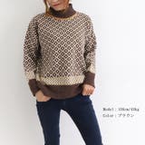 配色ダイス柄ニットトップスハイネック | Miniministore | 詳細画像13