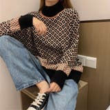 配色ダイス柄ニットトップスハイネック | Miniministore | 詳細画像5