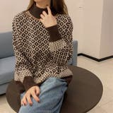 配色ダイス柄ニットトップスハイネック | Miniministore | 詳細画像6