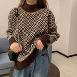 配色ダイス柄ニットトップスハイネック | Miniministore | 詳細画像7