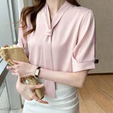 ボウタイブラウス 半袖 レディース 無地 オフィスカジュアル | Miniministore | 詳細画像9 