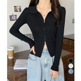 リブニットトップスレディースジップアップ | Miniministore | 詳細画像1 