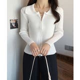 リブニットトップスレディースジップアップ | Miniministore | 詳細画像7 
