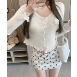 ホワイト | サマーニットカーディガン 花モチーフ付き | Miniministore