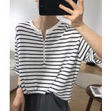 ホワイト | ボーダー柄tシャツ レディース 半袖夏服 | ANGELCLOSET