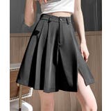 ブラック | レディーススーツ風ショートパンツスリット | ANGELCLOSET