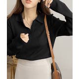 ブラック | ポロニットトップス秋新作リブニット韓国風 | Miniministore