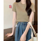 モカ | リブニットトップスサマーニット半袖春夏服 | Miniministore