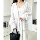 ホワイト | 花柄ジャガードフラワー 透け感トップス 長袖羽織り | SUNSHINE CLOSET