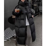 ブラック | フード付きフェイクダウンコートレディース | Miniministore