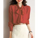 レッド | ドット柄 ボウタイブラウスリボンタイ春夏 | Miniministore
