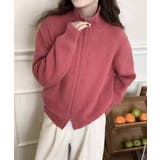 チェリーピンク | ダブルジップニットカーディガンレディース | Miniministore