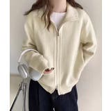 アイボリー | ダブルジップニットカーディガンレディース | Miniministore