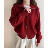 ワインレッド | ダブルジップニットカーディガンレディース | Miniministore