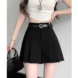 ブラック | ベルト付プリーツショートパンツレディース | Miniministore