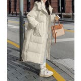 オフホワイト | フェイクダウンコート中綿入りロングコート | ANGELCLOSET