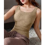 キャメル*ロング | ニットタンクトップカップ付き ボアキャミ | Miniministore